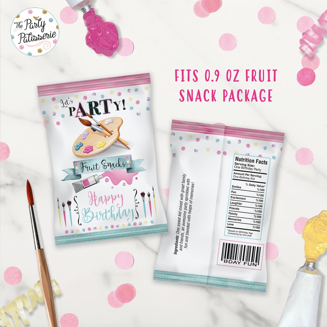 Art Party Fruit Snack Labels Paint Party Art Birthday Etsy