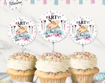 Funmemoir Art Paint Party Cupcake Topper – 24 Stück, Pastellfarben, Für Künstler-Geburtstagsparty & Kuchen-Deko