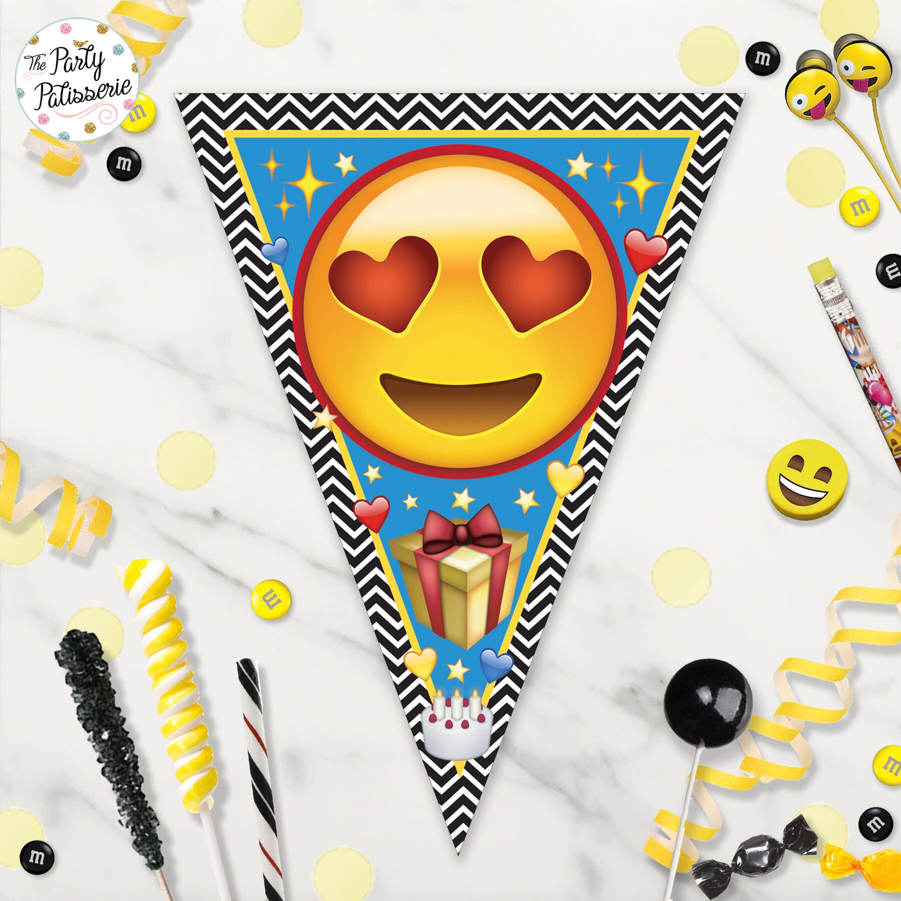 Emoji Banner Triangles Emoji Happy Birthday Banner Emoji - Etsy