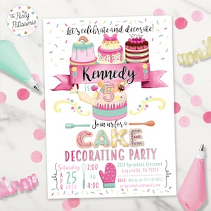 Kuchen Dekorieren Geburtstagseinladung, digitale Datei, bedruckbar, Custom, Backparty einladen, Cake Smash Party