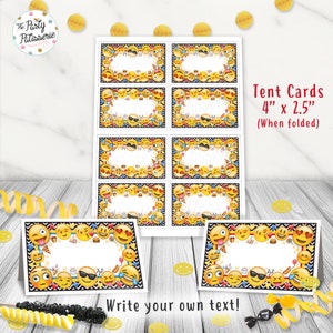 EMOJI Tent Cards, Emoji Buffet Cards, Emoji Party, Emoji Theme, Emoji Birthday Party, Digital Download, Instant Download, Printable