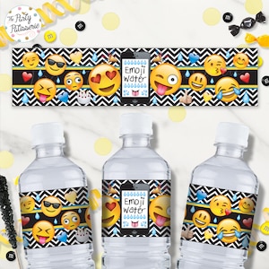 EMOJI Birthday Party Water Bottle Labels, Instant Download, Digital File, Printable, Emoji Party