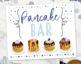 Boy Pancake Bar Sign / Digital File / Printable / Pajama Party / Pancakes and Pajamas Party / Morning party / Instant Download