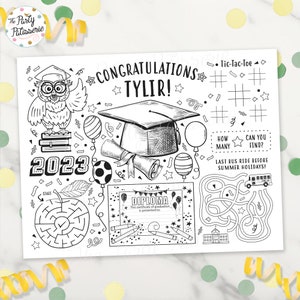 Tovaglietta da colorare per laurea stampabile, festa di laurea, personalizzata, file digitale, personalizzata, festa di laurea, premio per i risultati, tappetino per attività