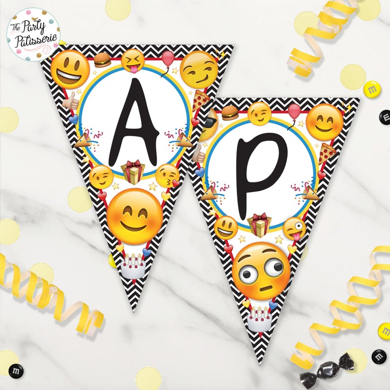 Emoji Banner Triangles Emoji Happy Birthday Banner Emoji | Etsy