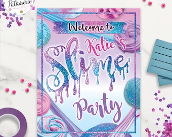 Slime Birthday Welcome Sign, Slime Party, Digital File, Printable, Customize Name, Slime Welcome Sign, Slime Party, Slime Sign
