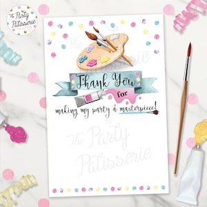 Afdrukbare Art Party-bedankkaart, direct downloaden