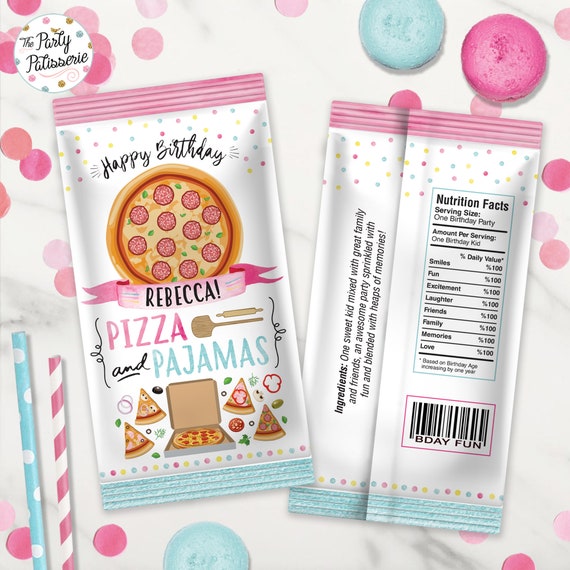 Pop Tart Label Customized Name Pizza and Pajamas Printable - Etsy Finland