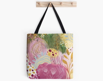 Gorgeous Abstract Nature in pinks & greens tote
