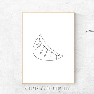 Abstract Dumpling Printable; Dumpling Line Art; Kitchen One Line Art; Printable Kitchen Decor; Chinese Bun Wall Art