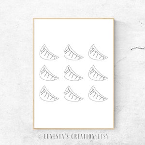 Abstract Dumpling Printable; Dumpling Line Art; Dumpling Pattern Art;  Kitchen One Line Art; Printable Kitchen Decor; Chinese Bun Wall Art
