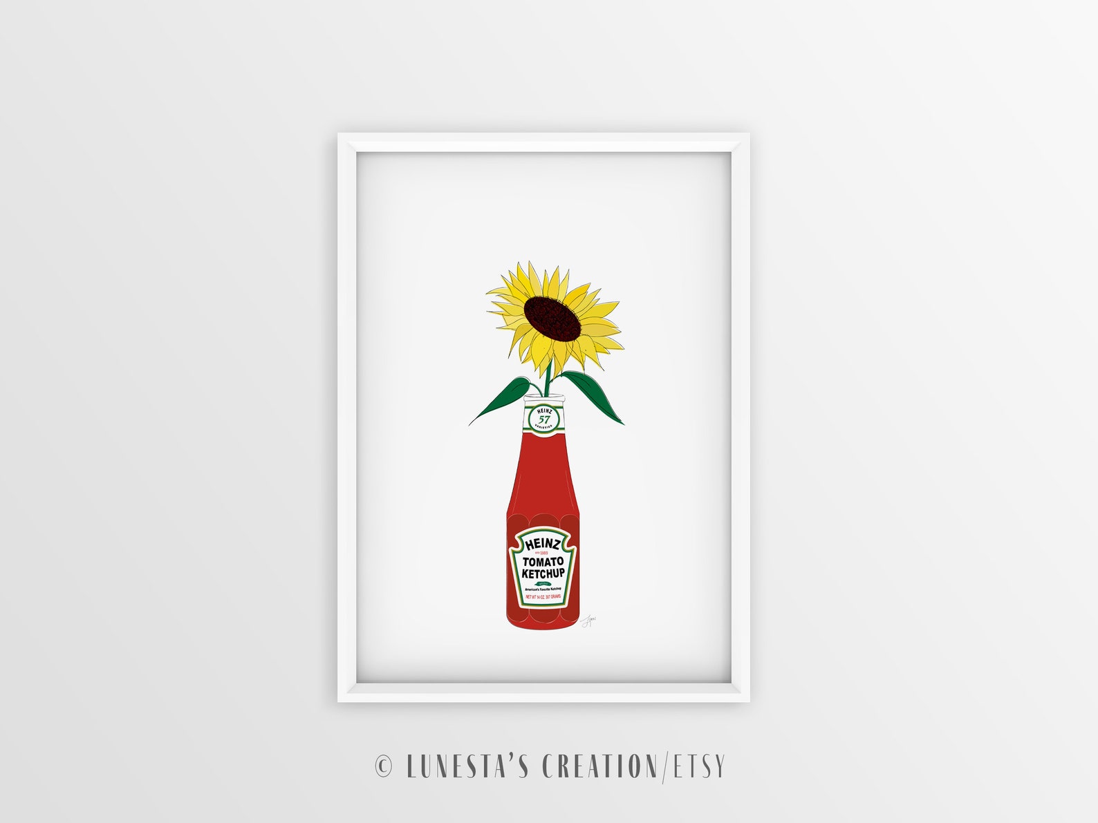 Ketchup Wall Art Retro Condiment Wall Decor Sunflower Etsy