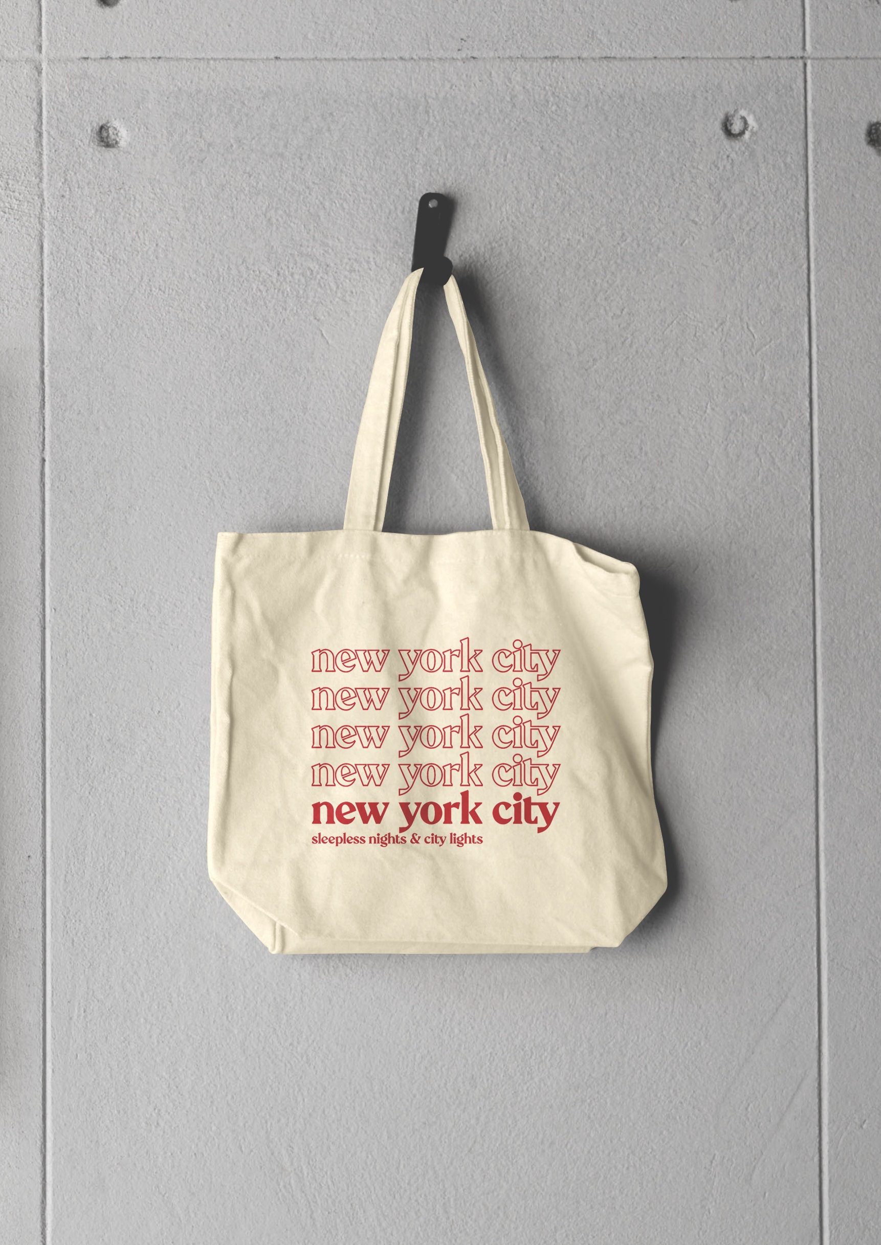 XL Zippered New York Tote Bag New York Bag New York Tote 