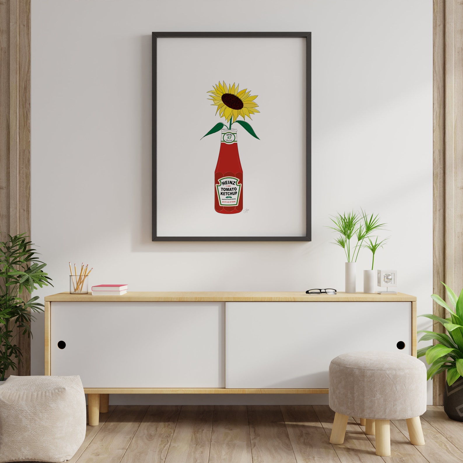 Ketchup Wall Art Retro Condiment Wall Decor Sunflower Etsy