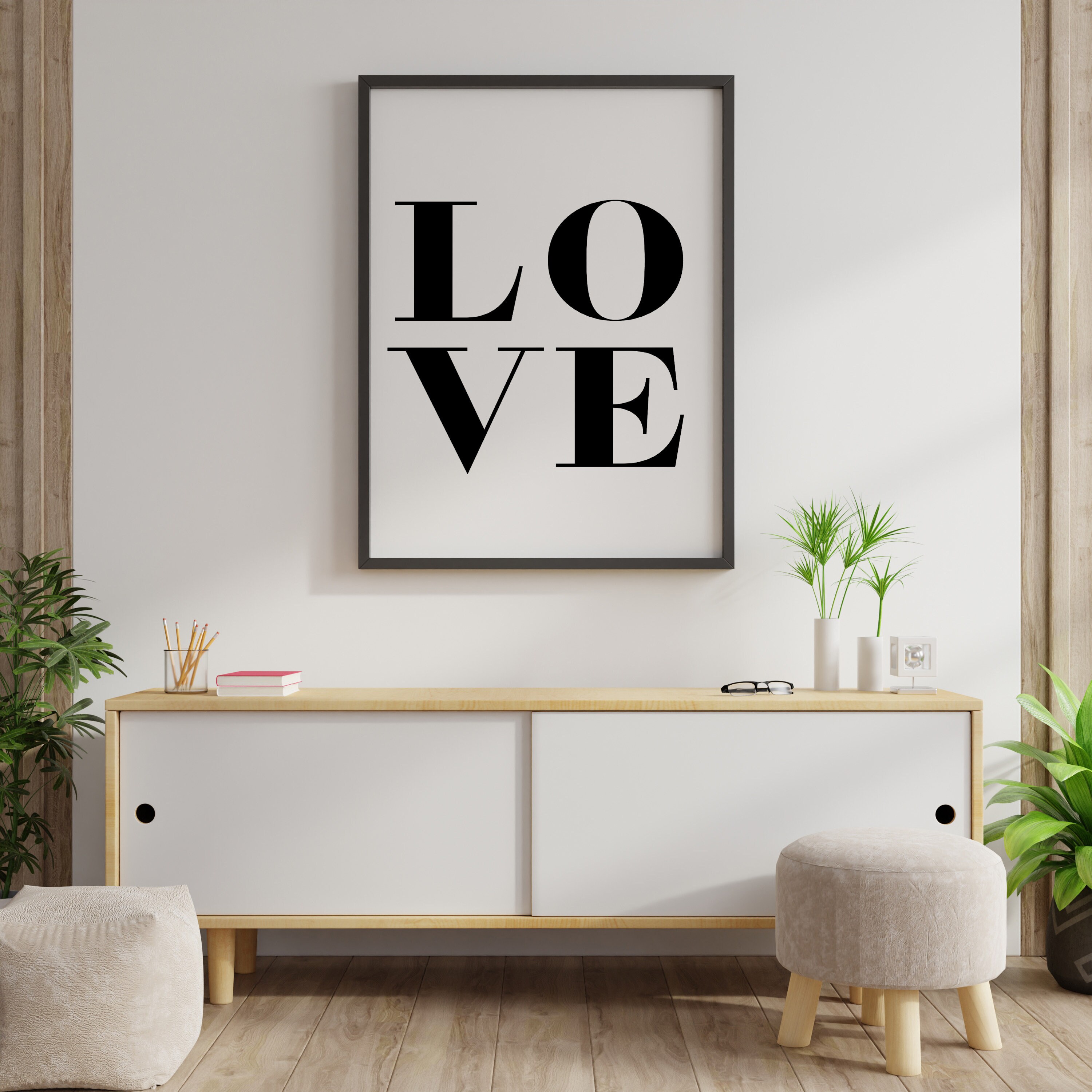 Love Wall Art Black and White Printable Wall Art Typography Wall Print ...