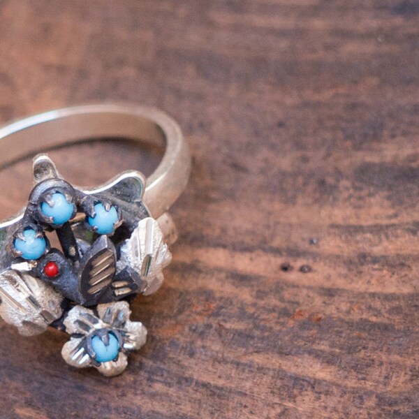 Hermoso anillo de Pajaritos - joyería mexicana hecha a mano estilo barroco - plata esterlina colgante