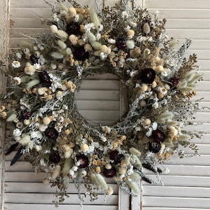 Dried flower wreath, boho wreath, country, farmhouse wreath, handmade wreath, dried floral wreath, everlasting dried flower wreath image 1