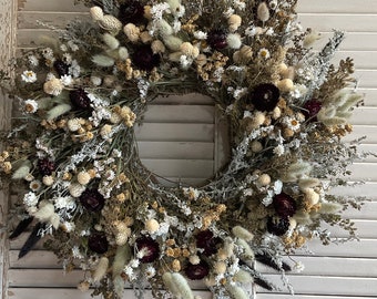 Dried flower wreath, boho wreath, country, farmhouse wreath, handmade wreath, dried floral wreath, everlasting dried flower wreath