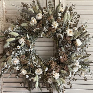 Dried flower wreath, boho wreath, pampas wreath, dried florals, country wreath, front door wreath, natural wreath, natural florals