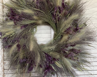 NEW FOR 2024 - Dried flower wreath, spring wreath, purple wreath, grass wreath, dried florals, everlasting, boho wreath