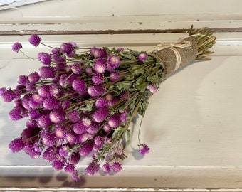Dried Bouquet of Gomphrena - bicolour purple