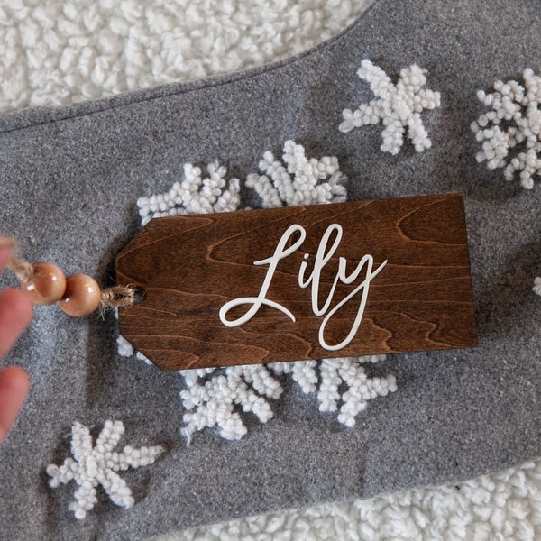 Personalized Stocking Name Tag, Custom Name Tag for Holiday Decor, Reusable Gift Wrap Tag