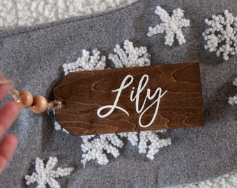 Personalized Stocking Name Tag, Custom Name Tag for Holiday Decor, Reusable Gift Wrap Tag