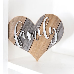 Mothers Day Gift, Family Sign, Wood Heart, Rustic Wall Decor, Farmhouse Decor, Kitchen Decor, Housewarming Gift, Love Sign, Country Decor