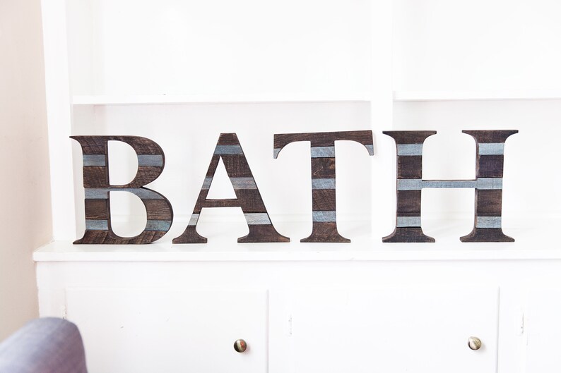 Bathroom Decor Wood Letters Wall Letters BATH Farmhouse Etsy