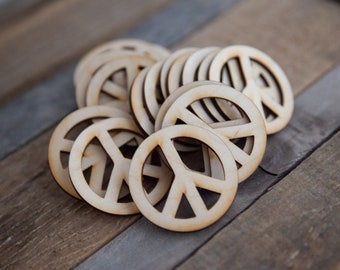 Wood Peace Signs for Crafts - 1 , 2 , 3 inch Wooden Peace Sign Decorations