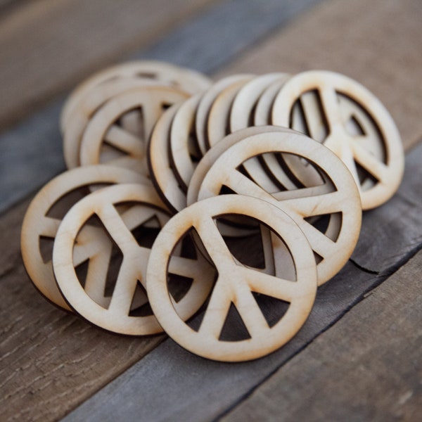Wood Peace Signs for Crafts - 1 , 2 , 3 inch Wooden Peace Sign Decorations