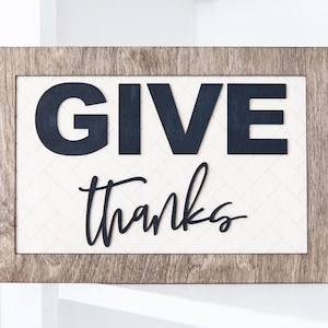 Give Thanks, Thank you Gift, Kitchen Decor, Farmhouse Kitchen, Rustic Home Decor, Rectangle Wall Decor, Kitchen Wall Sign, Motivational Sign