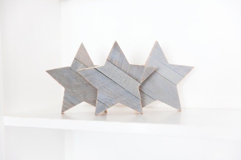 Boho Decor, Star, Gray Star for Wall, Star Wall Art, Gray Decor, Wooden Star, Celestial Decor 6 inch set of 3