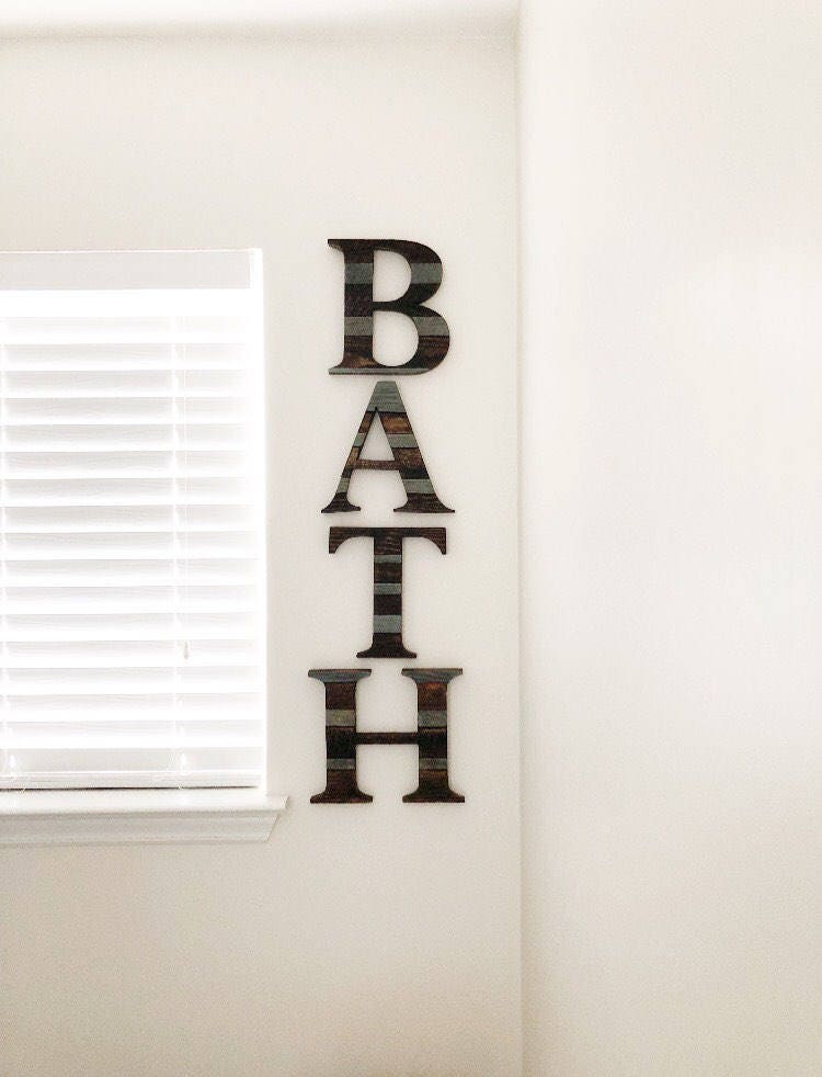 Bathroom Decor Wood Letters Wall Letters BATH Farmhouse Etsy