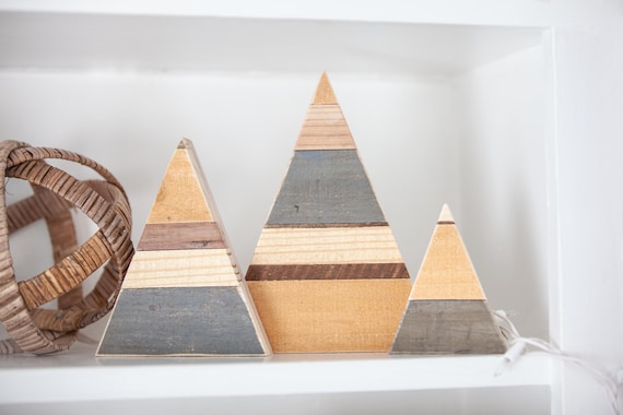 Mountain Decor, Wood Tree, Woodland Nursery Decor, Shelf Decor, Mountain Set, Travel Gift, Adventure, Nature Decor, Rustic Home Decor,