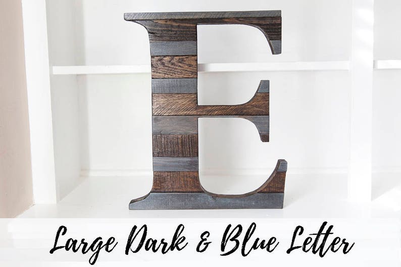 Rustic Home Decor Reclaimed Wood Letter Wall Farmhouse Monogram Modern Country Kitchen Wooden