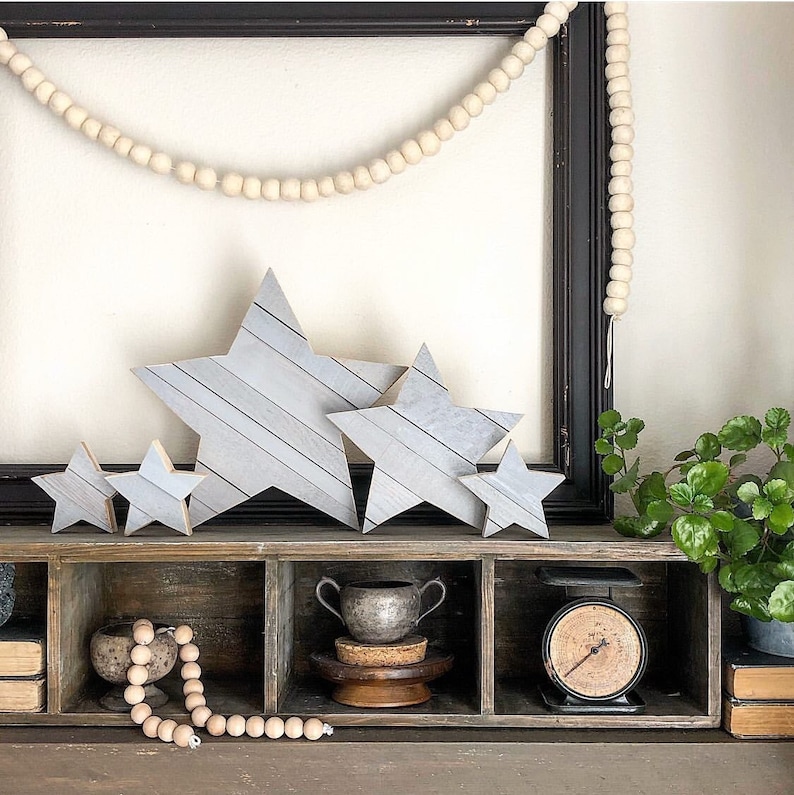 Boho Decor, Star, Gray Star for Wall, Star Wall Art, Gray Decor, Wooden Star, Celestial Decor image 1