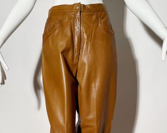 Vintage Cognac Leather Pants