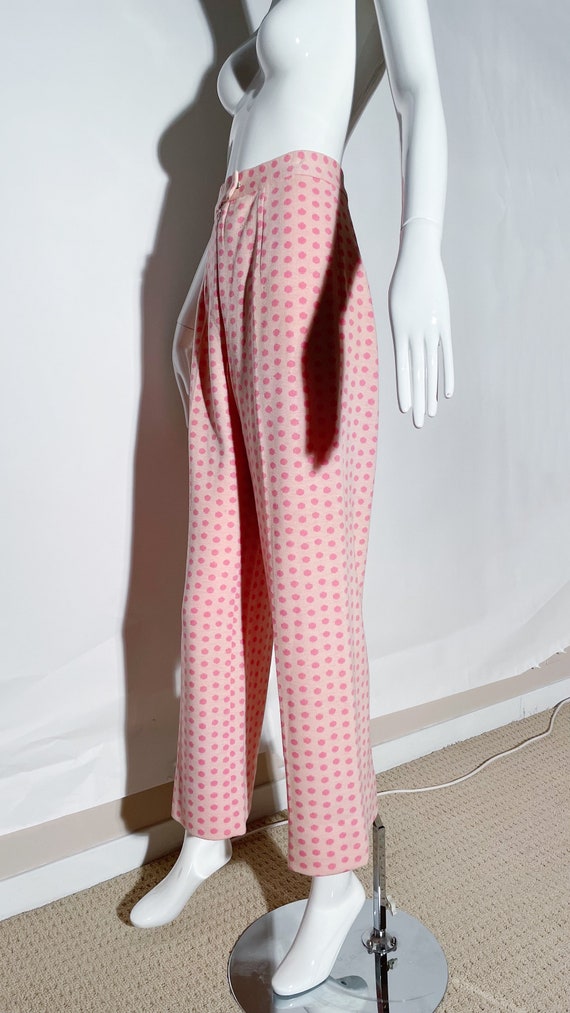 Saks fifth Avenue Pink Polka Dot Trousers - image 3