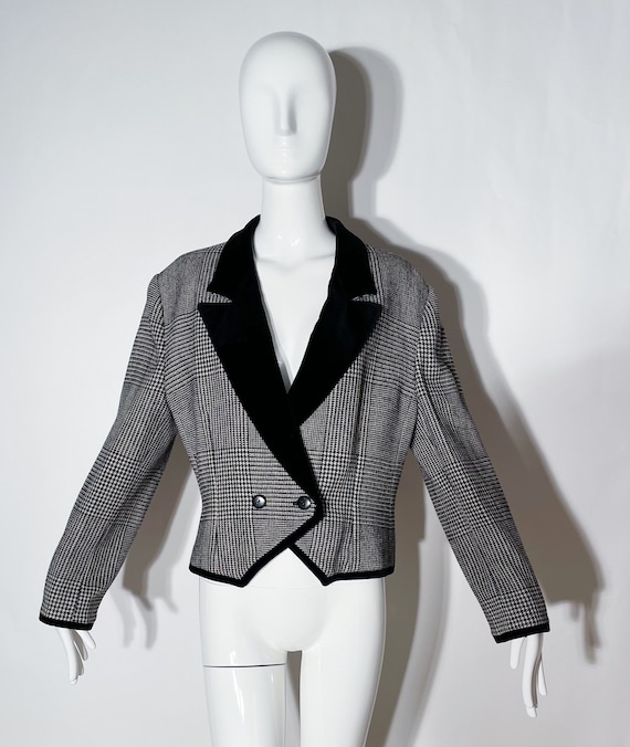 Louis Feraud Plaid Cropped Blazer - image 1