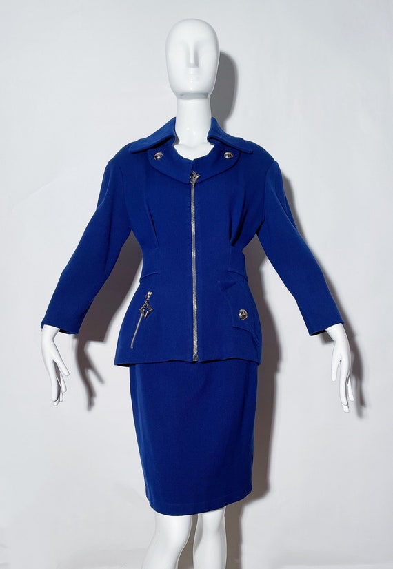 Thierry Mugler Electric Blue Skirt Suit