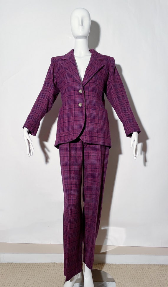 Yves Saint Laurent Purple Plaid Suit