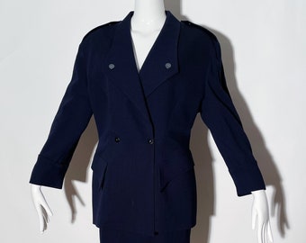 Thierry Mugler Navy Skirt Suit