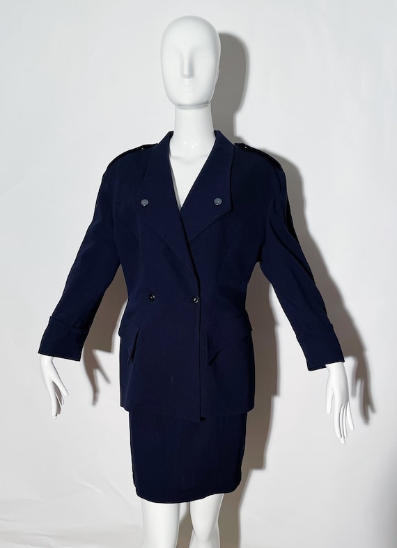 Thierry Mugler Navy Skirt Suit