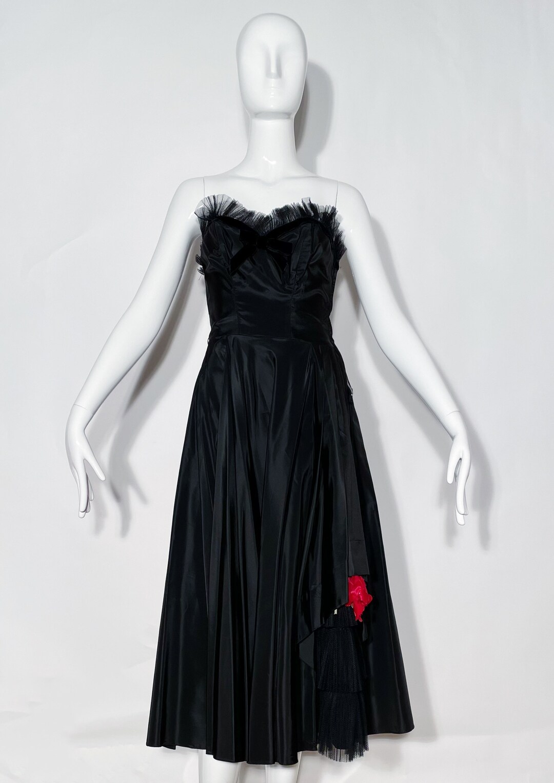 Retro trumpet-sleeve tulle dress ,