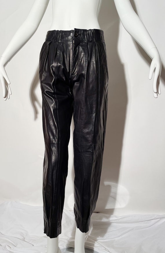 Vintage Pleated Leather Pants