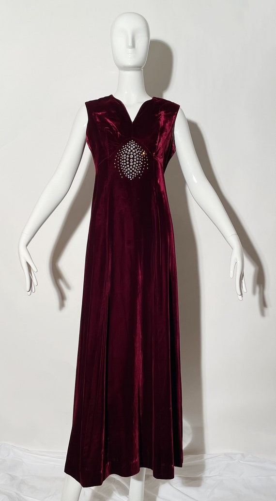 1930s Velvet Dress with Beading and Embroidery Trim