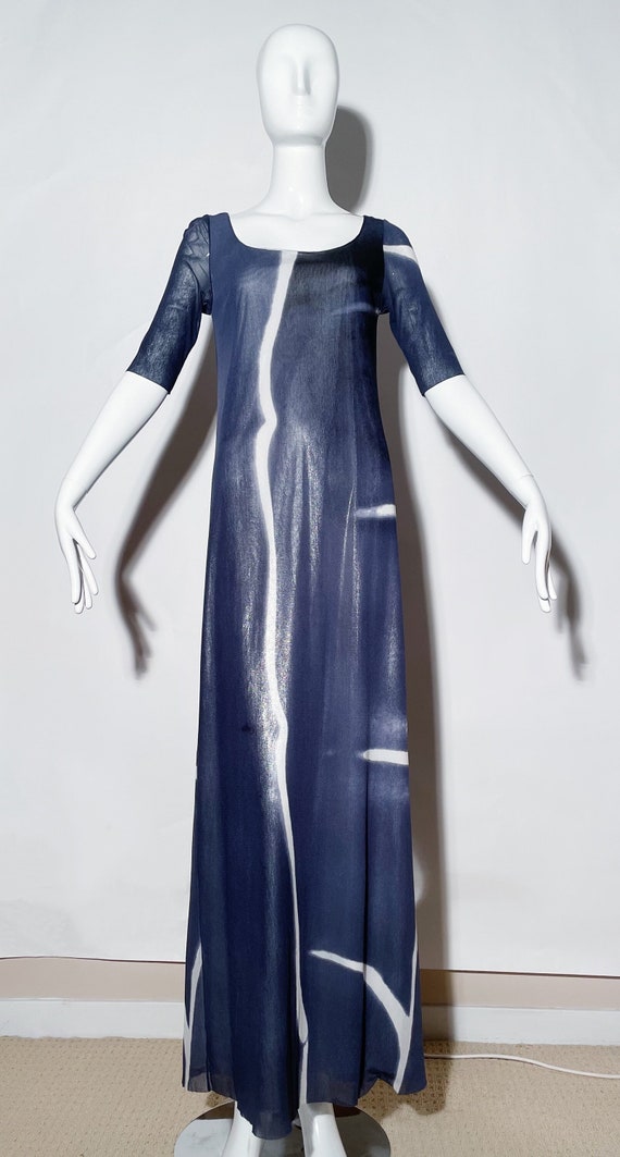 Vivienne Tam Blue Sheer Maxi Dress