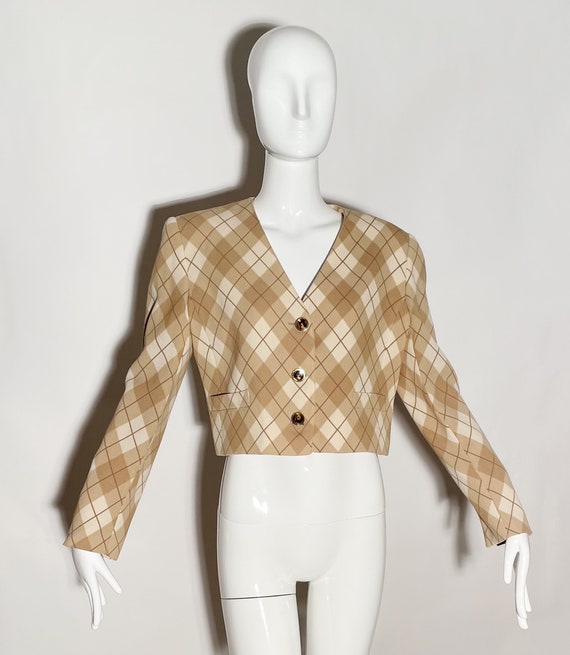 Valentino Plaid Cropped Blazer - image 6