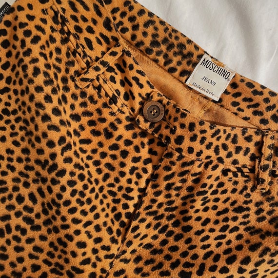 【関税&送料込】Moschino Pants With Animal Pattern Moschino Leopard Print Five-Pocket Stretch Cotton Pants For